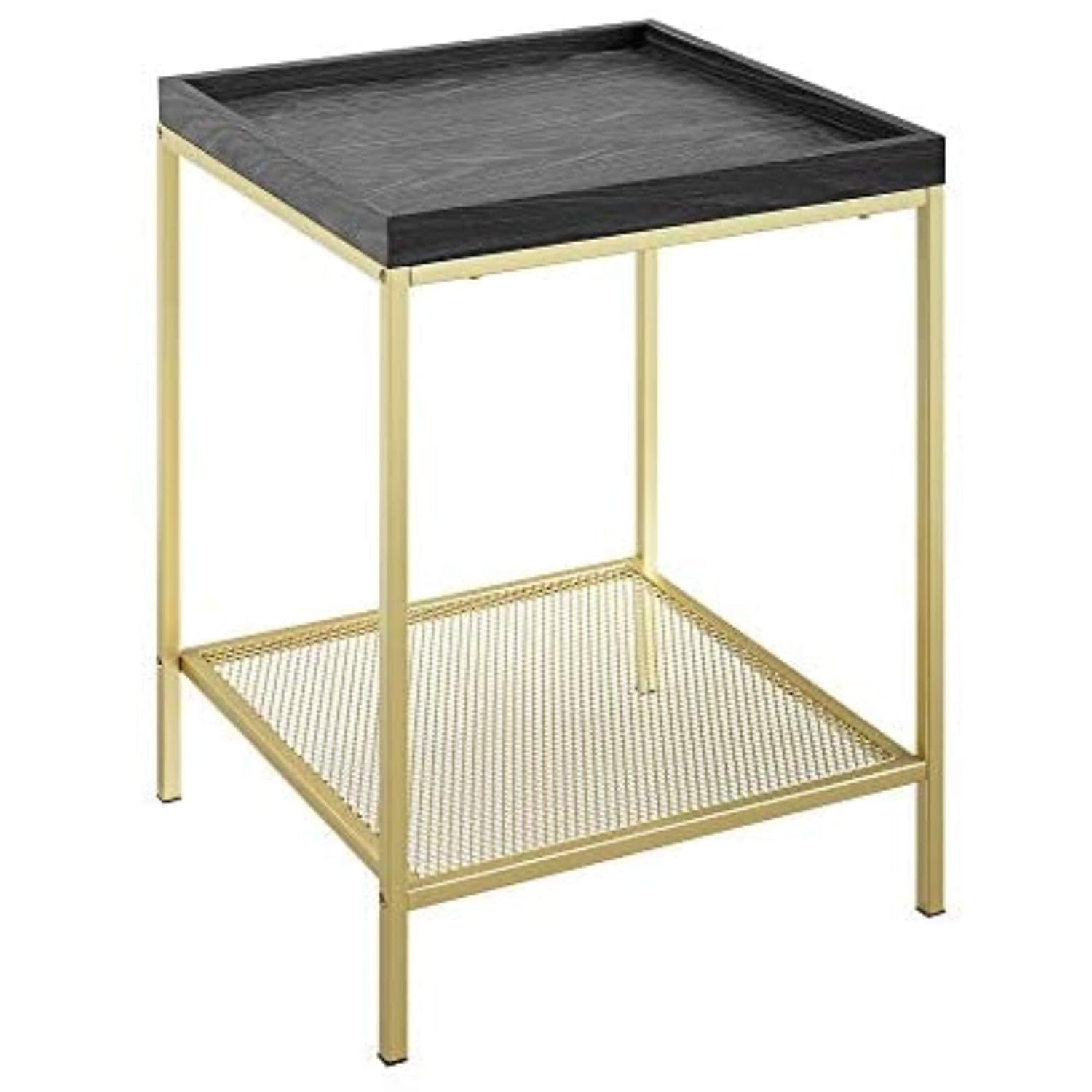 Walker Edison AZF18EMSTGRG Industrial Farmhouse Metal Frame Square Side ...