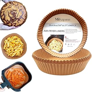 Mikapana air fryer liners disposable, unbleached parchment paper sheets, non stick food safe waterproof oilproof baking pa...