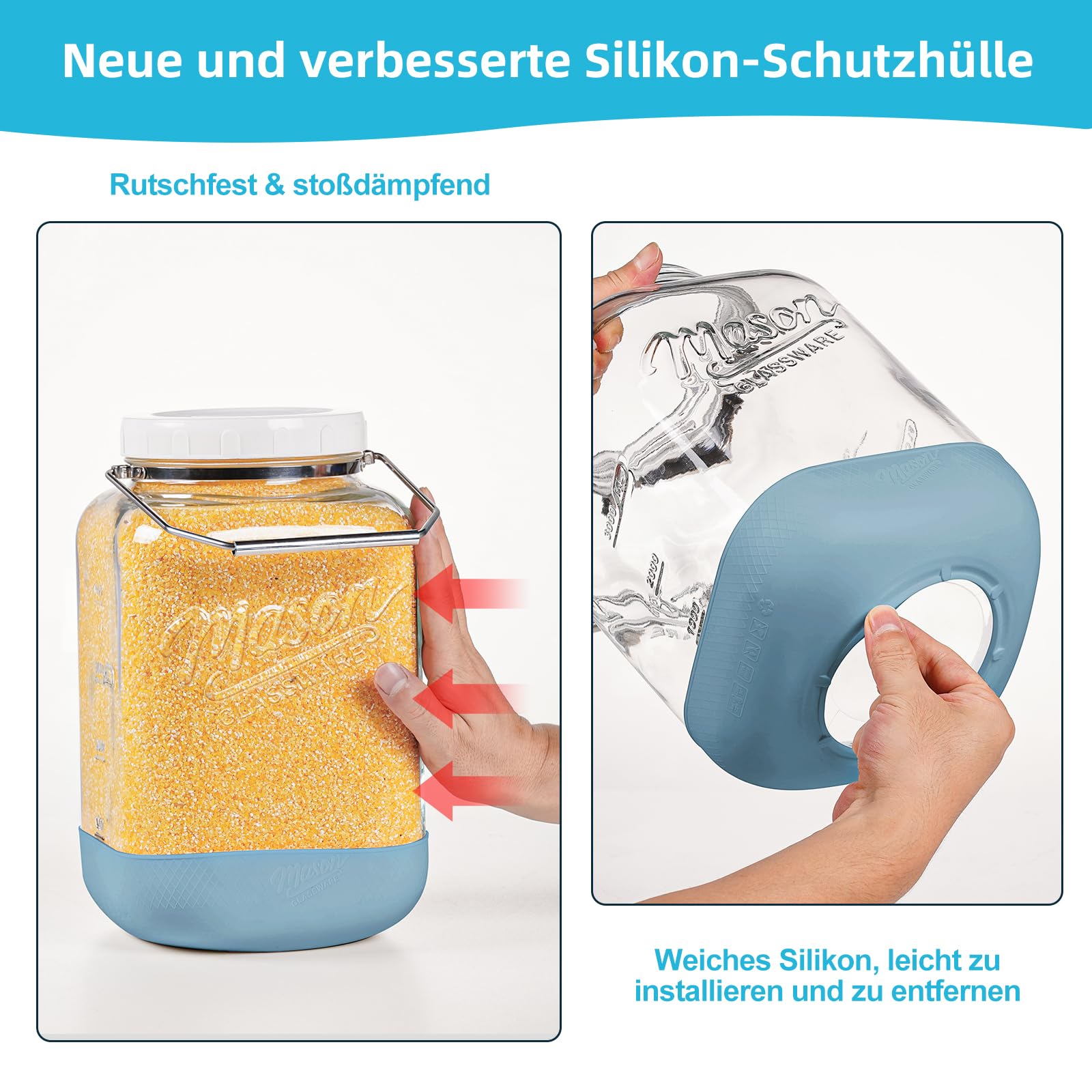 Absovetu Vorratsgläser mit Schraubdeckel, 5,5 L, 2 Stück Einmachgläser Groß | Einmachglas 5l, Einmachgläser mit Deckel Luftdicht, Fermentiergläser, Für Kimchi Kombucha Mehl Spaghetti Süßigkeiten Keksdose
