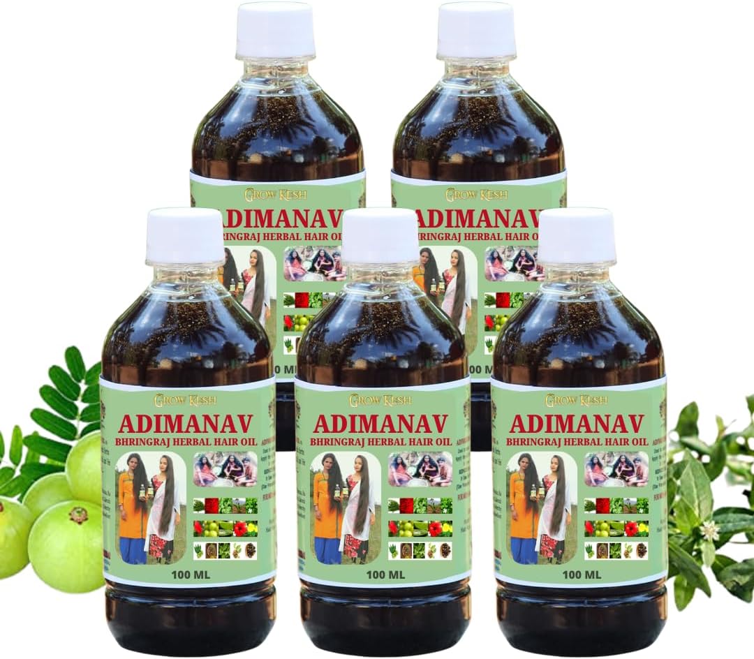 Adivasi Bhringraj Herbal Hair Oil - For Stronger, Longer And Thicker Hair Hair Oil (100ml) Pack 5
