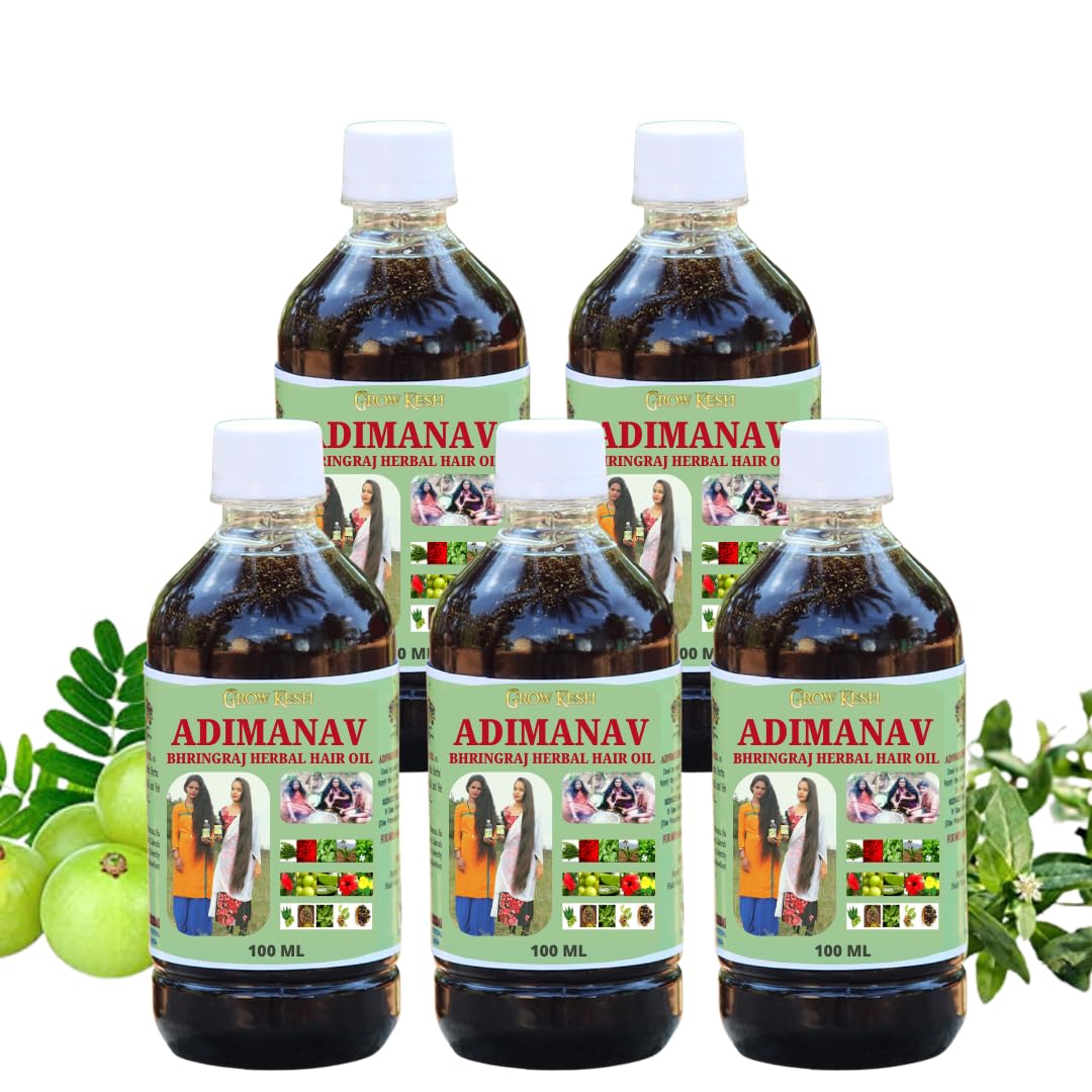 Adivasi Bhringraj Herbal Hair Oil - For Stronger, Longer And Thicker Hair Hair Oil (100ml) Pack 5