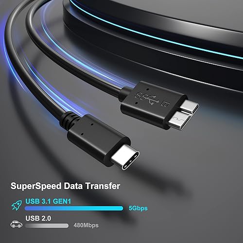 Miniatura 2 de Besgoods Cable micro B a USB C, cable de disco duro externo USB 3.1 Gen1 5Gbps cable de repuesto de cámara de transferencia de datos compatible con