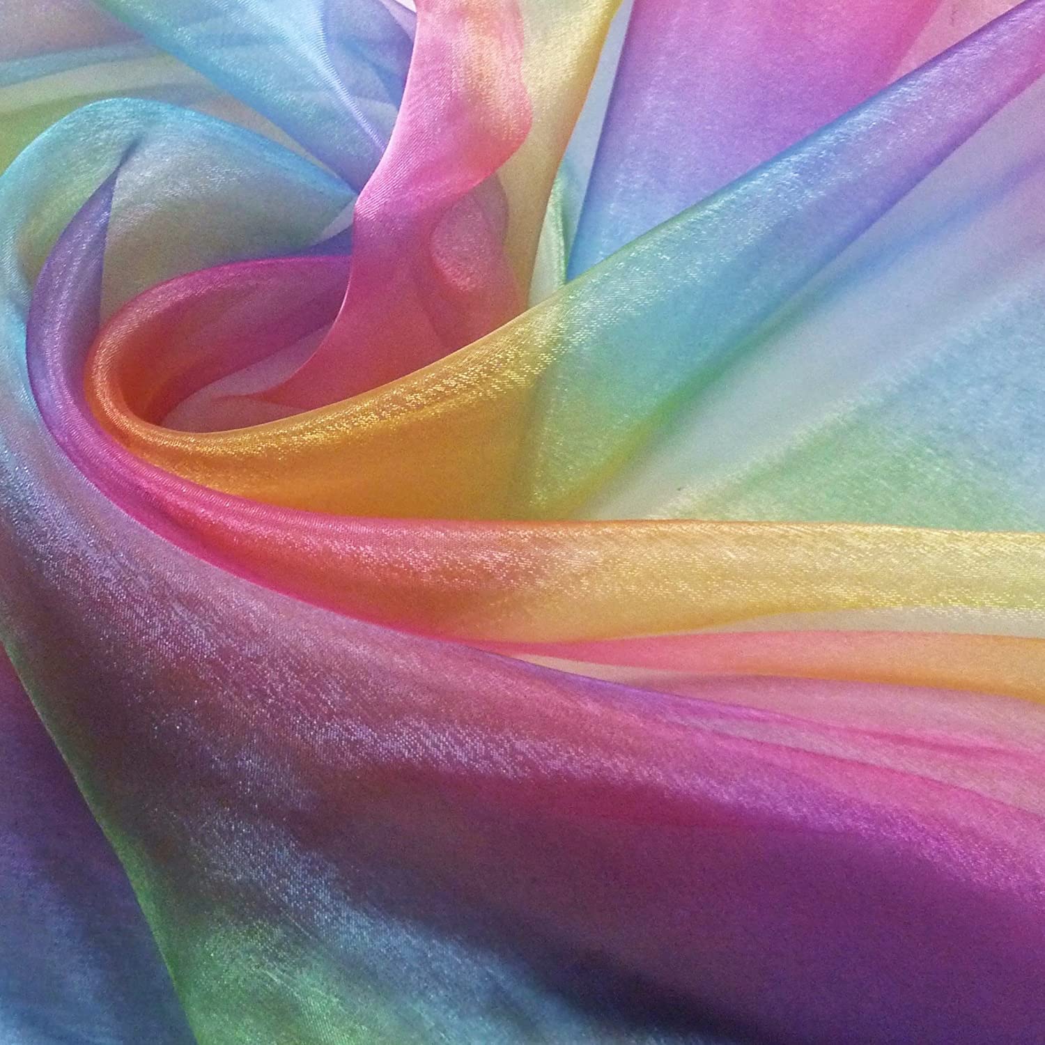 Balsara's Multicolor Premium Crystal Organza Voile Fabric Fancy Dress Costume Decorations Material 150Cm /60" Wide Sold By The Metre (Rainbow)