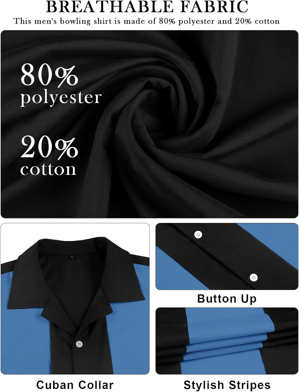 Men's Vintage Bowling Shirts 1950s Retro Short Sleeve Outfits Button Down Summer Cuban Beach Shirt - Image 6