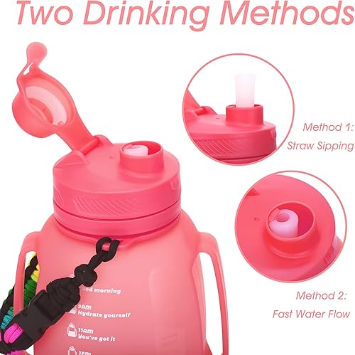 Miniatura 5 de TakeToday Botellas de agua plegables motivacionales de 40 onzas con pajilla y mango de paracaídas, botella de agua deportiva de silicona de 1.2 L