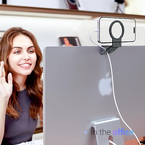 Miniatura 6 de PROfezzion Soporte de cámara Continuity con Mag Safe para computadoras de escritorio y pantallas Mac, fuerte soporte magnético para iPhone 15, 14,