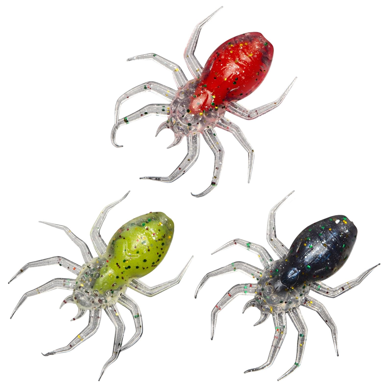 Appâts de pêche, 10 pièces araignées artificielles leurres de pêche résistant aux morsures Paillettes Brillantes appâts Souples appâts Souples Fournitures de pêche(Orange)