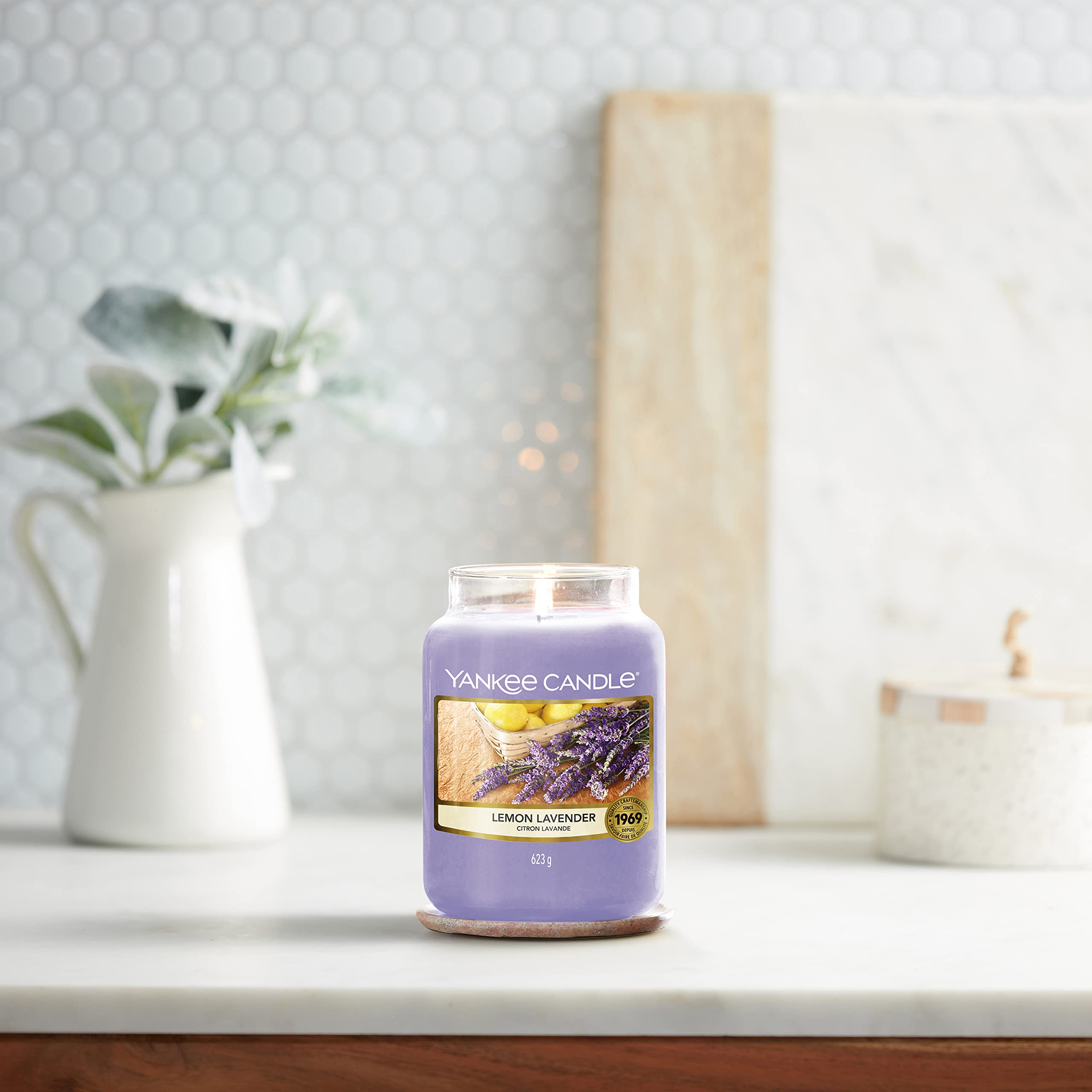 Candela Profumata Lavanda E Limone - Giara Vetro 623g - Fino A 150 Ore Combustione
