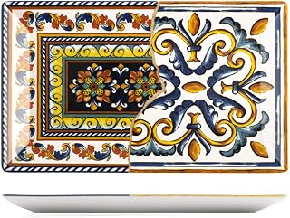H&H 838620 Positano Set 6 Piatti Rettangolari, Stoneware, 25x15cm