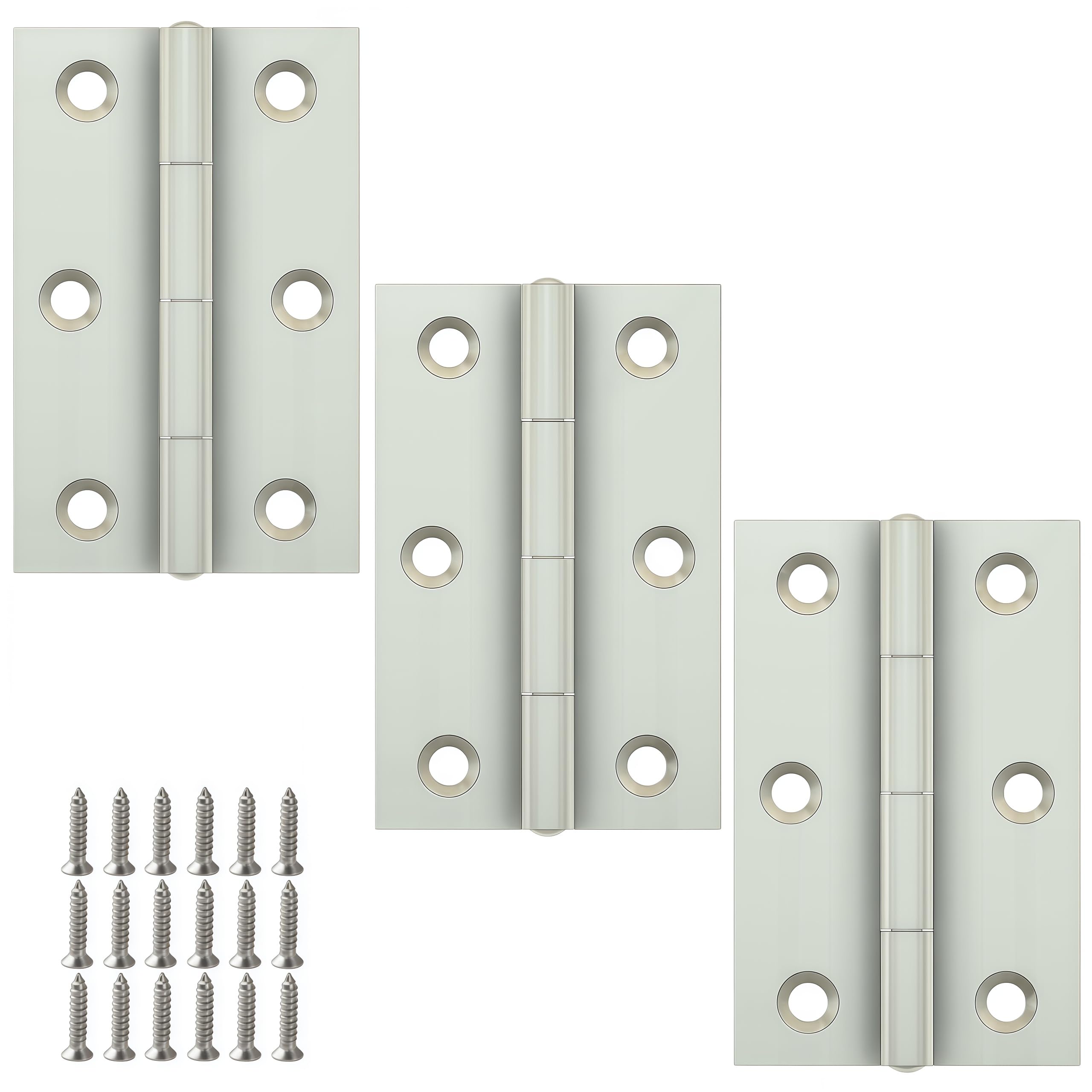 Vbnexyr Regular Folding Hinge 3 Pack Stainless Steel Folding Hinges For Cabinets Casement Hinges And Door/Window Hardware With Screws 60 * 38 * 1.5Mm [Steel Core]