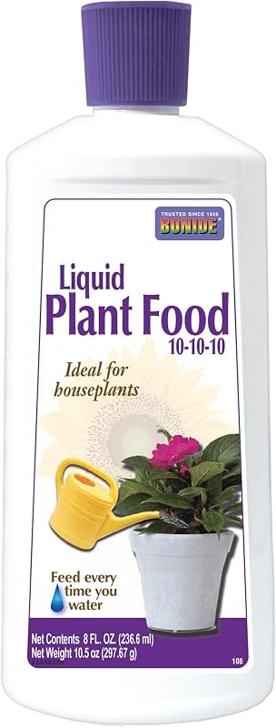 Houseplant Liquid Plant Food 10-10-10, 8 oz Concentrated Fertilizer for Indoors, Use Every Time You Water | Concentrated Fertilizer for Indoors