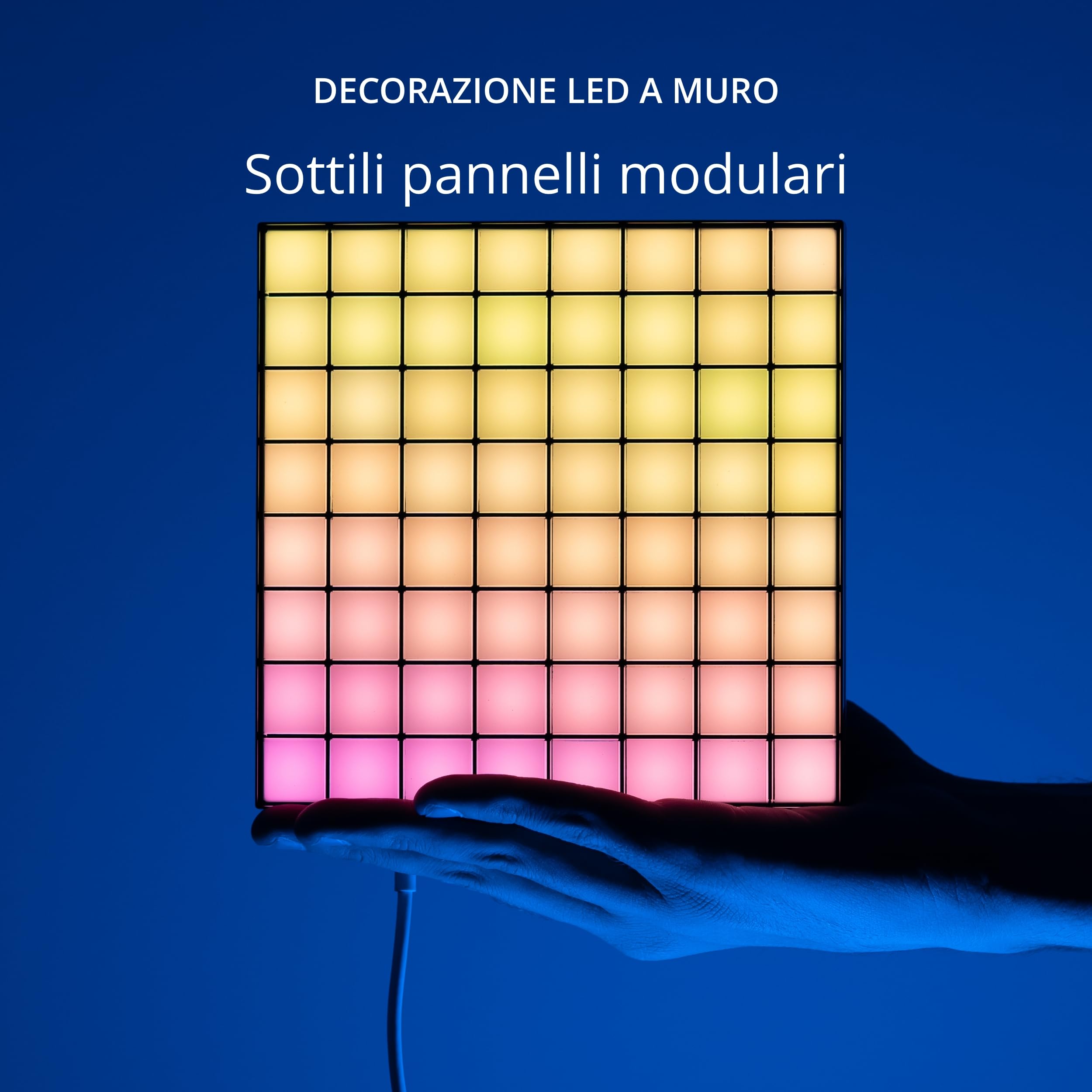 Twinkly Squares Starter Kit, Kit di Pannelli LED RGB, Incluso 1 Pannello Principale e 5 Pannelli di Estensione, Compatibile con HomeKit, Alexa e Google Home, Luci Gaming e Streaming, 16M+ di Colori