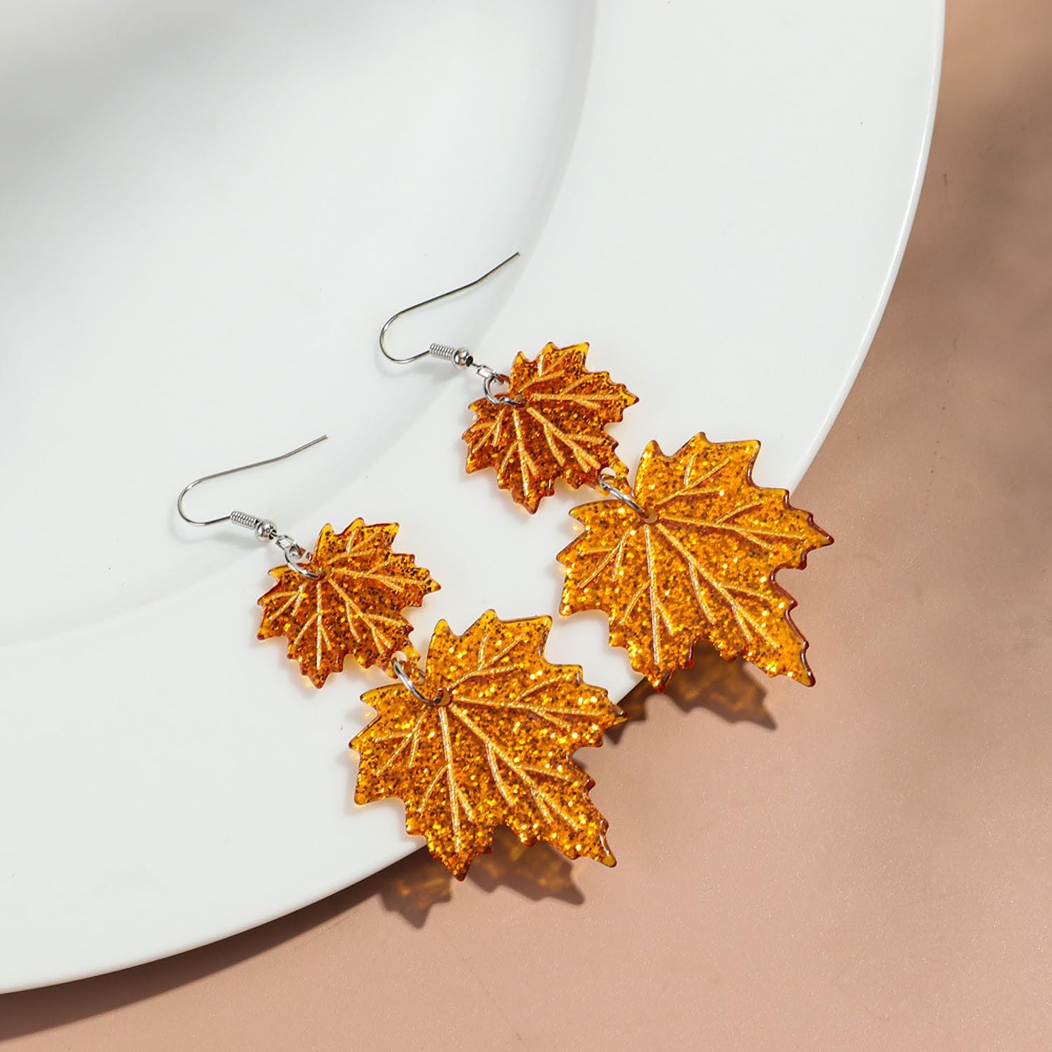 Thanksgiving Fall Earrings for Women Acrylic Red Maple Leaf Dangle Earrings Autumn Earrings Thanksgiving Party Jewelry Gifts - Image 5