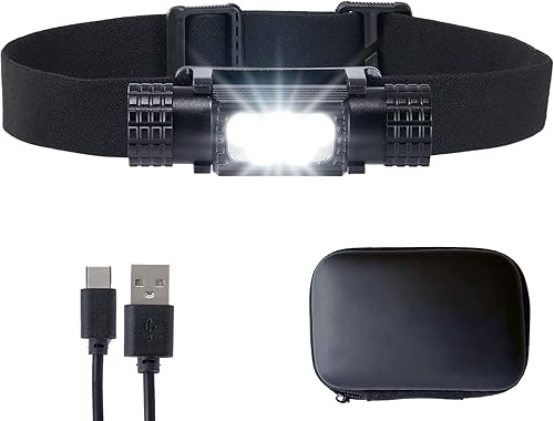 Mldvect Faro LED recargable 2400 lúmenes faros delanteros superbrillantes a prueba de polvo e impermeable con batería adecuada para senderismo y