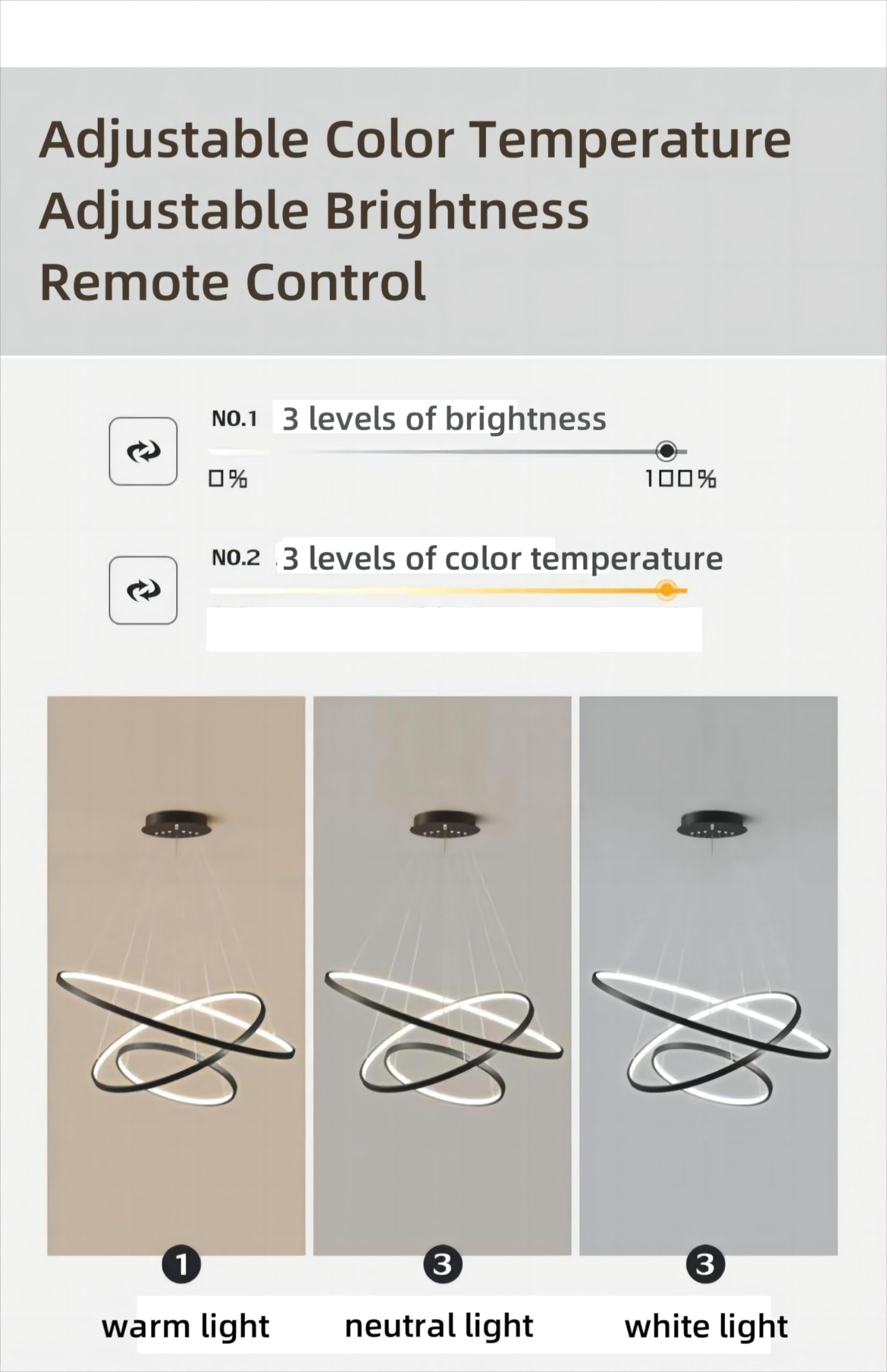 LED Hängeleuchte Dimmbar Pendelleuchte Schwarz Hängelampe mit Fernbedienung 115W, Moderne Ring Deckenleuchte Höhenverstellbar Hängeleuchte Wohnzimmer Esstisch Esszimmer Schlafzimmer 40+60+80cm