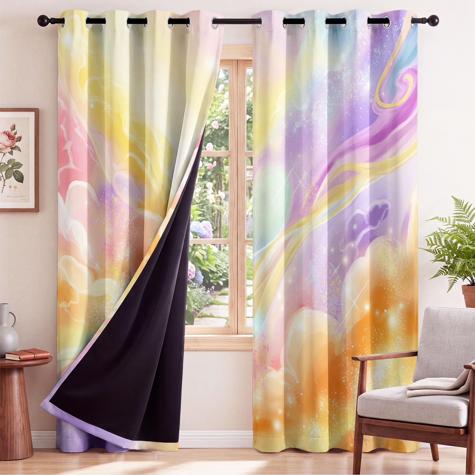 Générique Rideau Occultant Fantaisie Rêveur Salon Moderne Thermique Isolant Anti Froid Polyester 2 Pièces 135 x 245 CM Rideaux De Fenêtre Éthéré Nuage pour Chambre Cuisine Décoration