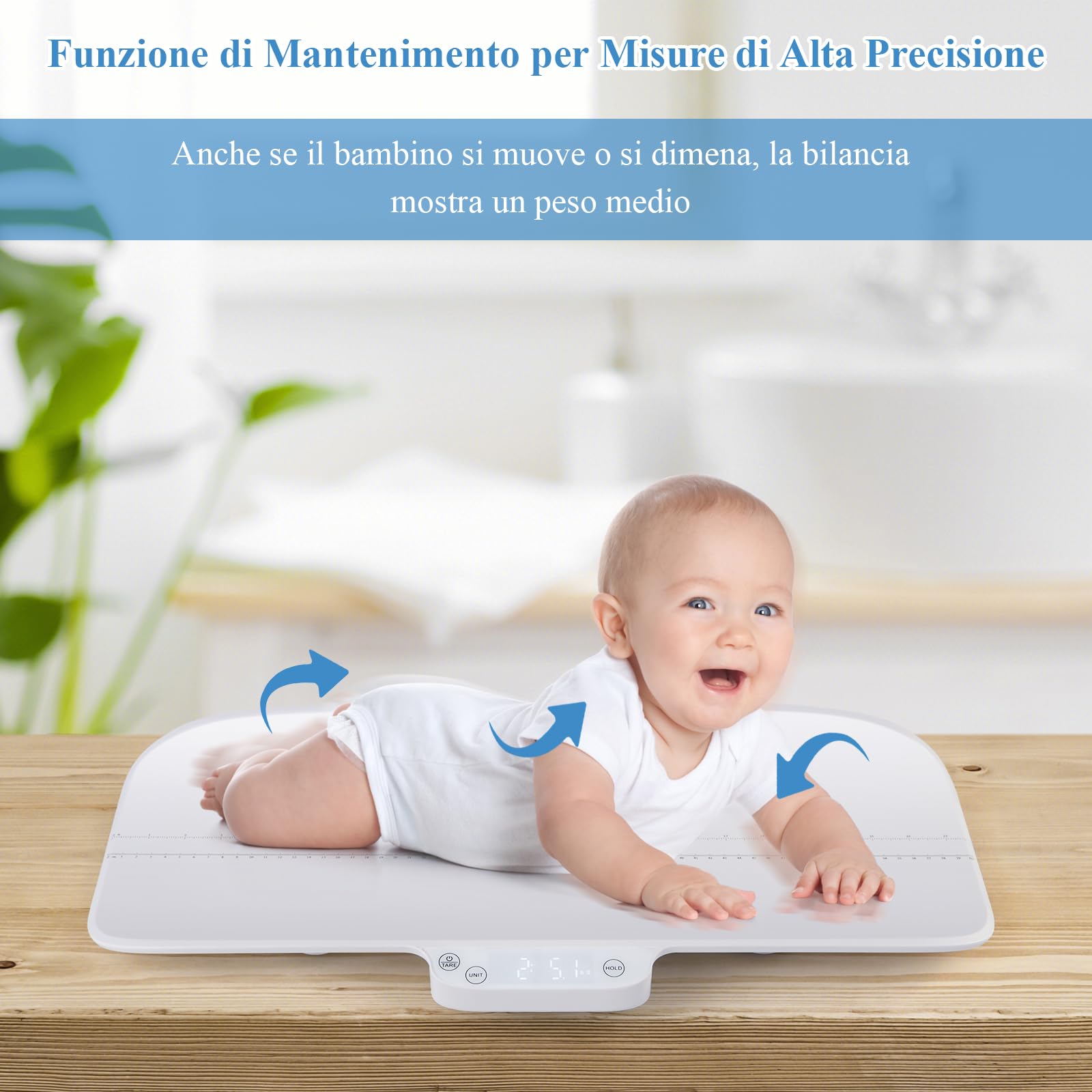 GYMAX Bilancia Digitale per Neonati, Bilancia Intelligente con Funzioni Hold & Tare, Display a LED, Bilancia Multifunzione per Animali Domestici, Peso Massimo 30 kg (con Bluetooth)