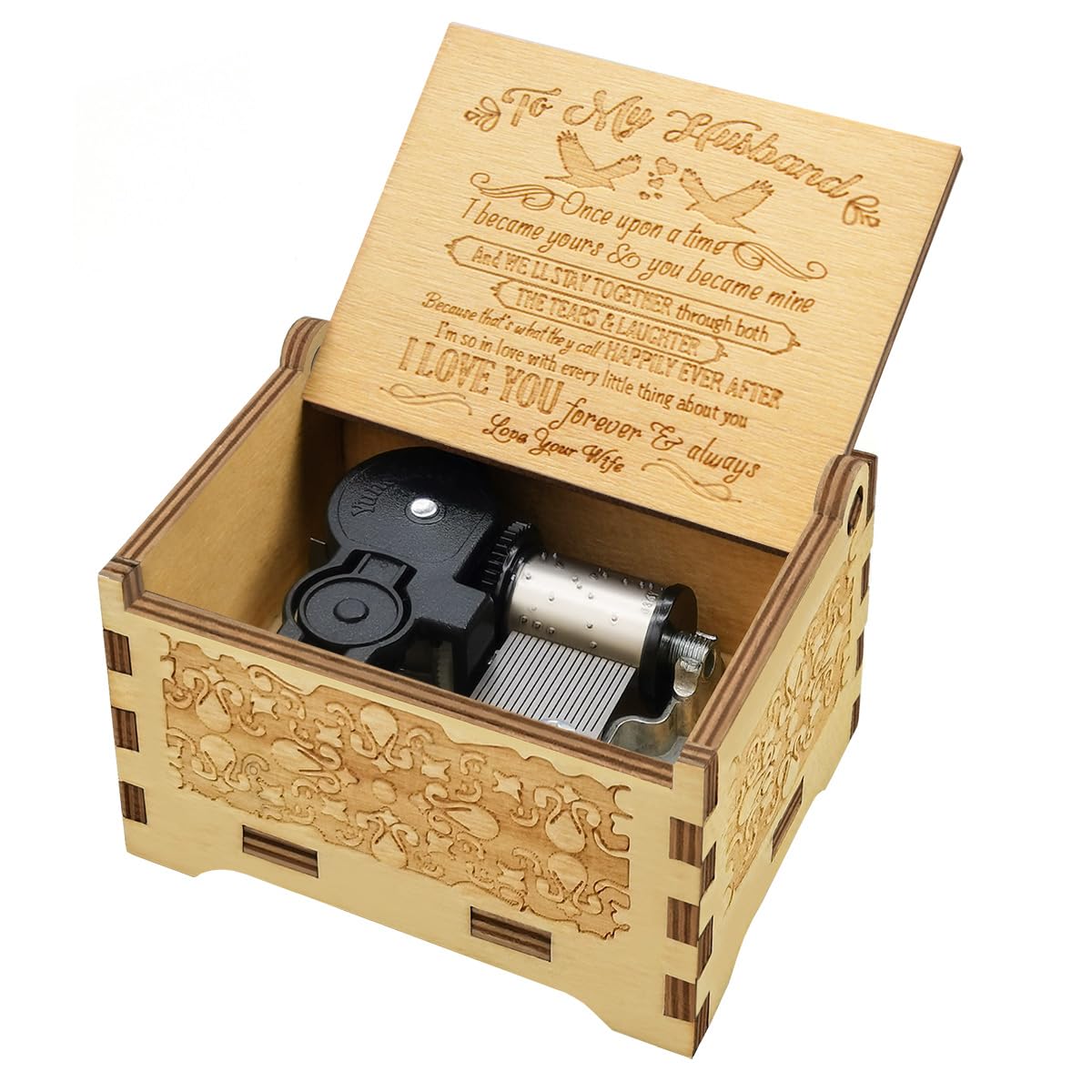 Sooharic Music Box for Husband, Gifts for Husband, Vintage Engraving Wooden Sunshine Music Box Mechanism