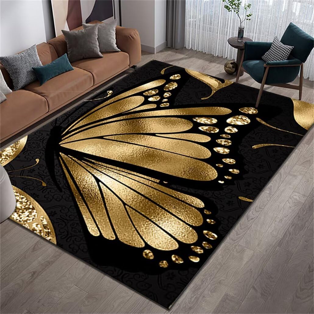 Tapis de Couloir Facile à Nettoyer Noir 120x120 Résistant aux Taches