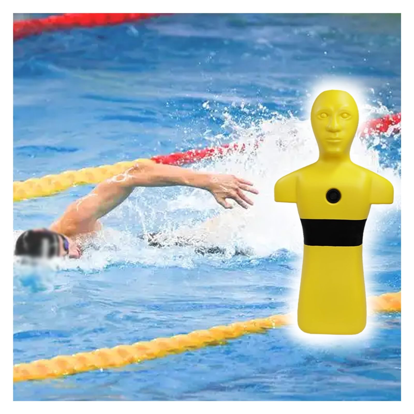 MZZKFC Water Rescue Training Equipment, Water Rescue Simulator for Improve Swimming Skills & Drowning Experiment, Fire Training Drill Dummy with 3 Water Injection Holes(Yellow)
