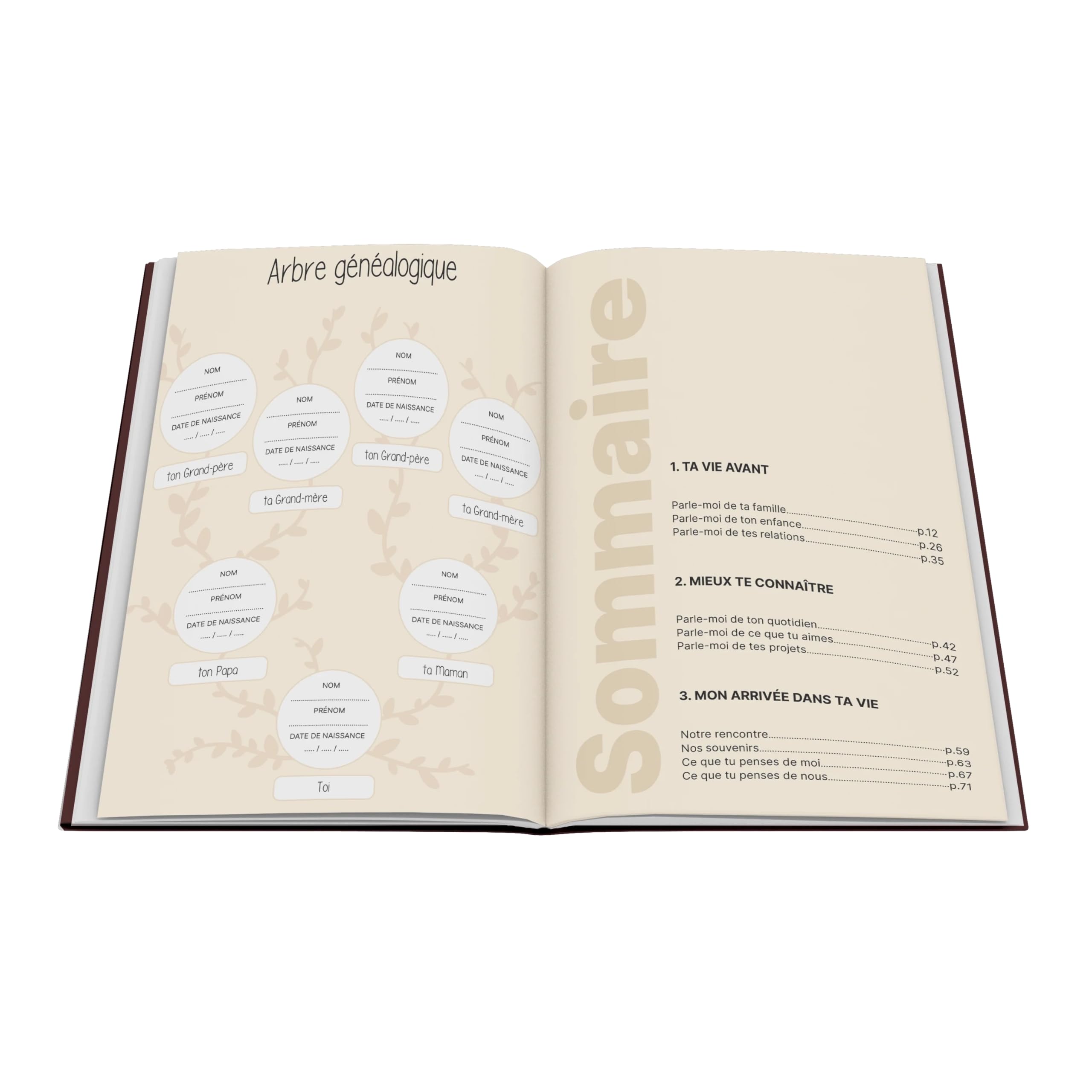 Livre de Questions sur l'Histoire et les Souvenirs du Couple, Couverture Cartonnée, 21 x 29,7 cm, 80 Pages