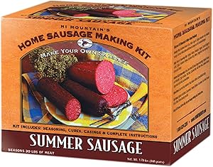 Hi Mountain Summer Sausage Seasoning Kit | ORIGINAL BLEND | Includes 10 Fibrous Casings, Seasoning, Cure, & Directions | Ideal for Beef, Pork, Venison, Deer & Wild Game | Makes up to 30 lbs
