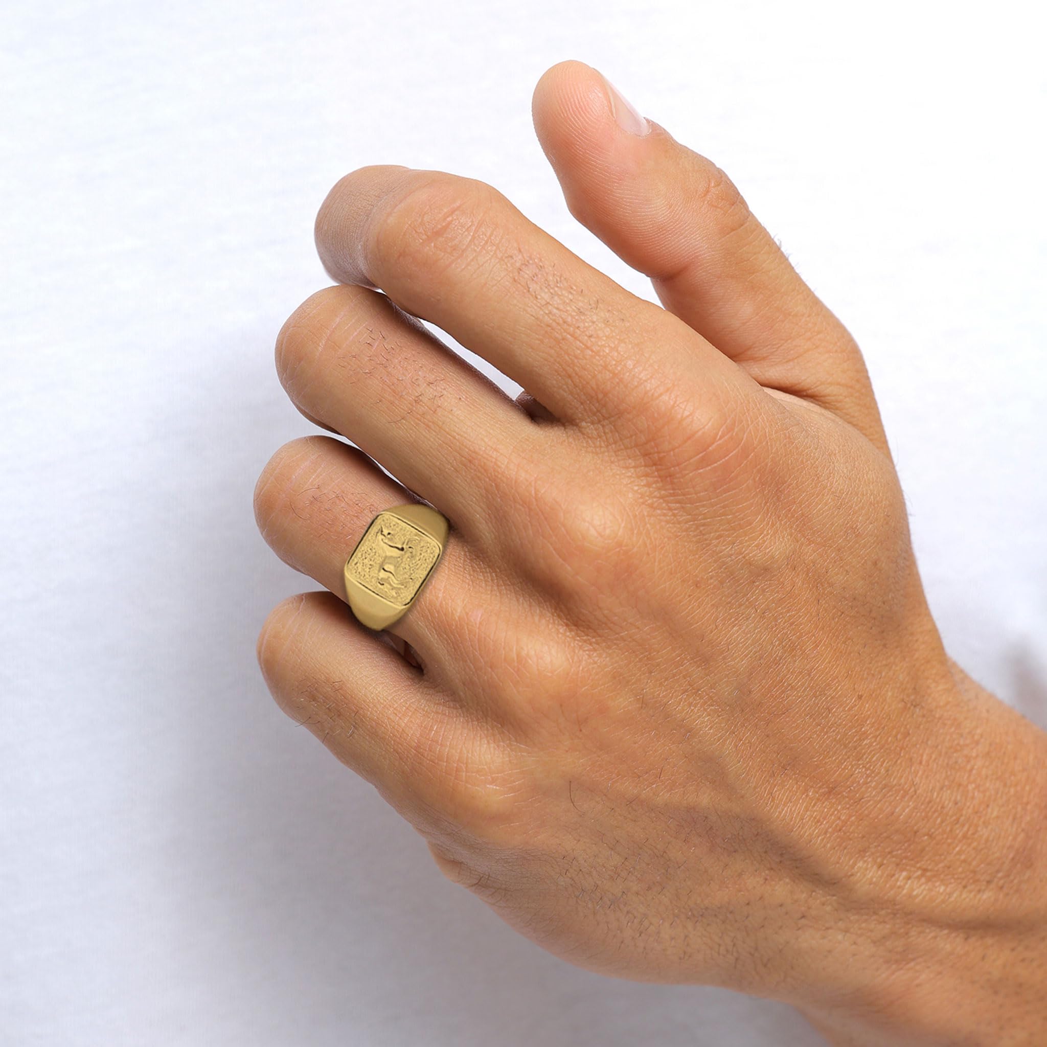 Kuzzoi Anello da uomo in argento con simbolo di cavalli, elegante anello sigillo in argento sterling 925, gioiello fatto a mano da uomo, misura 60-66, 0606782725
