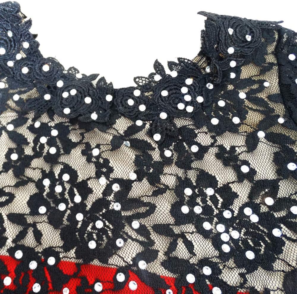 Figure Skating Dress Plus for Women Black Lace Lady Design Leotards Competition Skating Dress