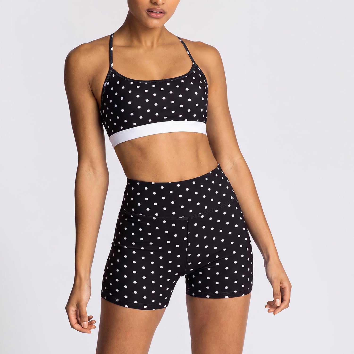 Polka Dot Workout Sets for Women Yoga Pilates Outfits Gym Matching Sets S image 4