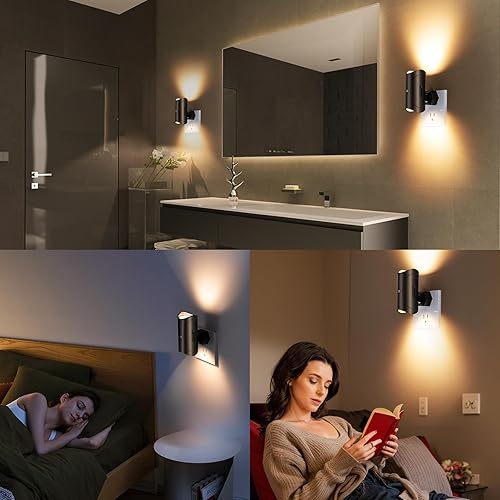 Miniatura 2 de Luz nocturna enchufable para pared, sensor de atardecer a amanecer, blanco suave de 3000 K, 0-100 lm ajustable, luces modernas de enchufe para