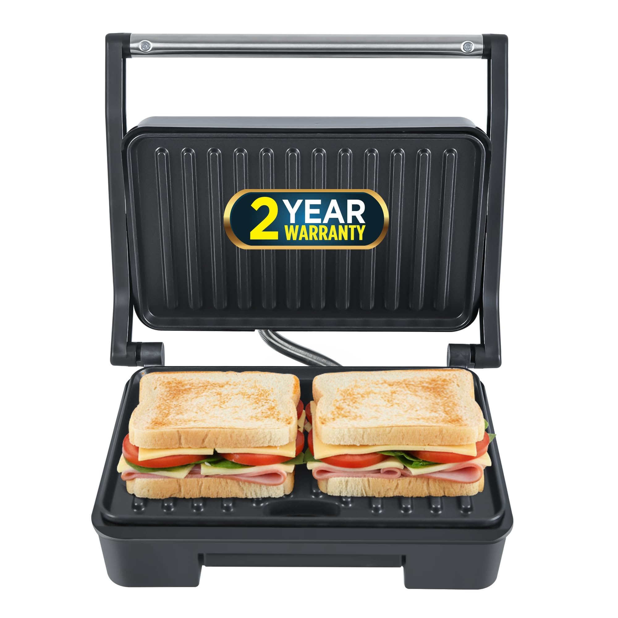 iBELL SM1515 Sandwich Maker with Floating Hinges, 1000Watt, Panini/Grill/Toast (Black)