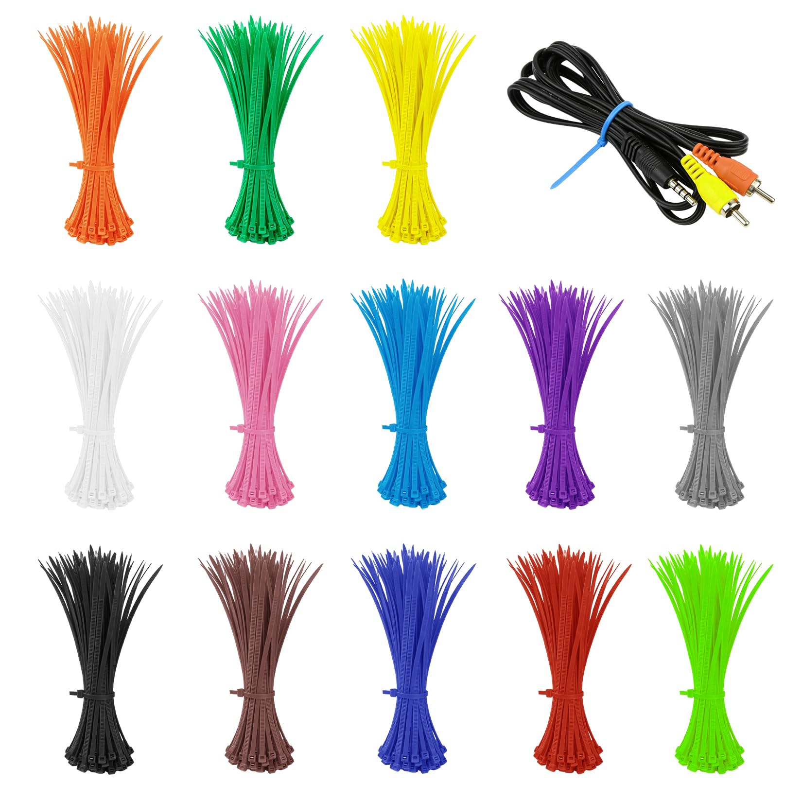 1300 Pcs Coloured Cable Ties 100mm/3.9 inch, Nylon Tie Wraps, Zip Ties Heavy Duty Self-Locking Cable Tiesset for Home Office Garden Workshop Garage
