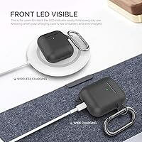 Vista 2 de AhaStyle Funda Protectora de Silicona Mejorada [LED Frontal Visible] Compatible con Apple AirPods 2 y 1 (Negro)