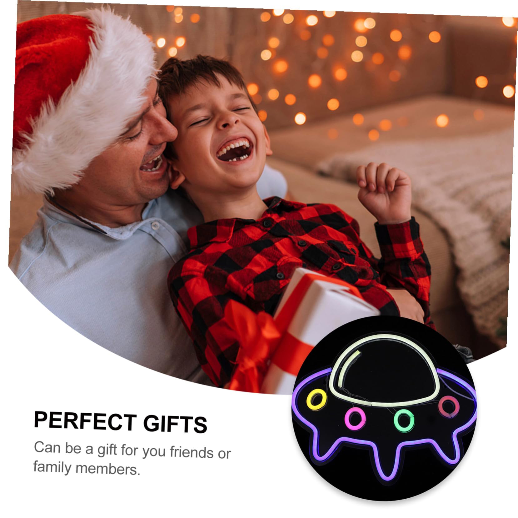 LIFKOME Lámpara LED Neón Creativa Forma de Nave Espacial Luz Ambiental USB para Decoración de Salón y Fiesta Original y Cálida