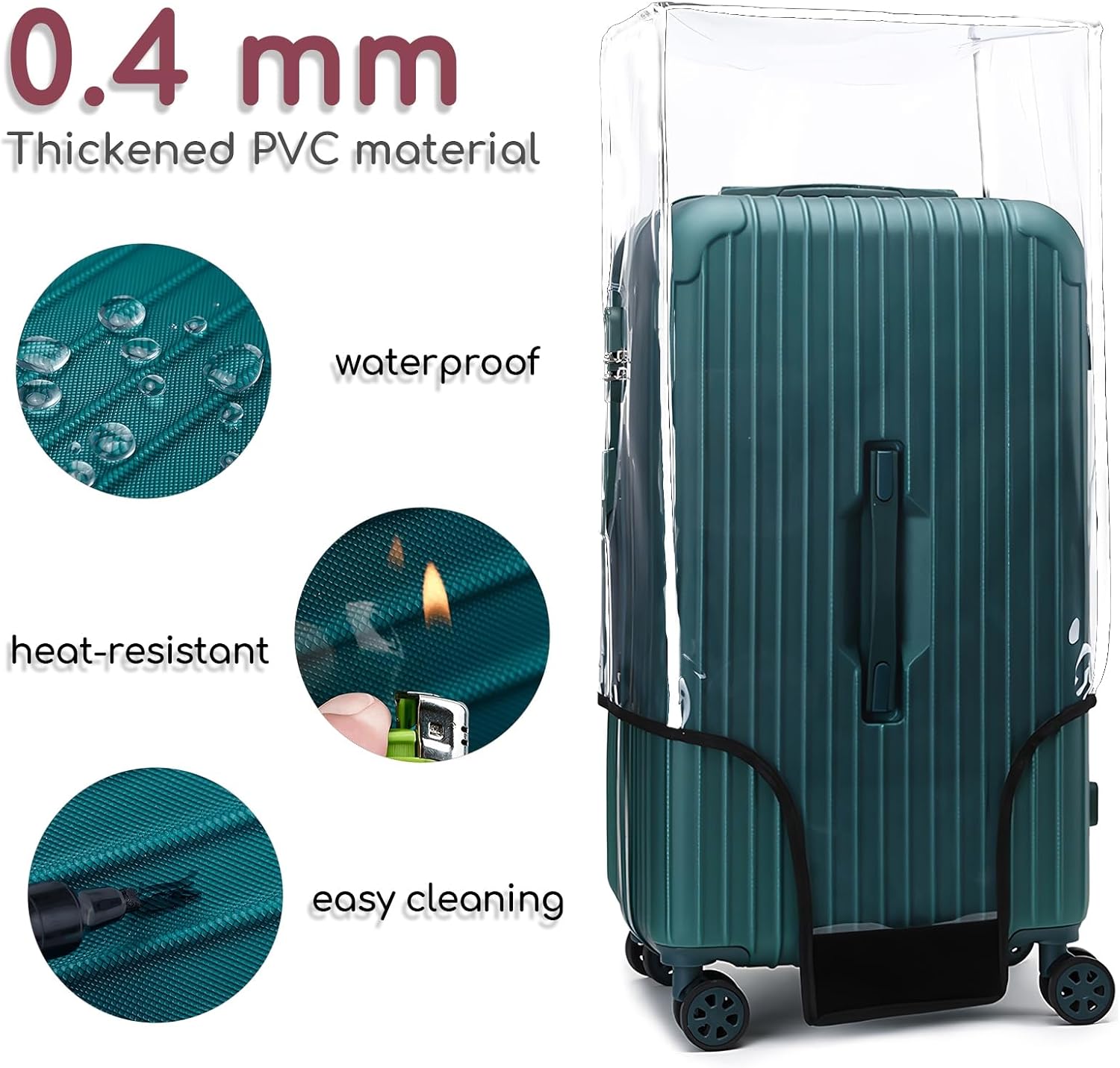 32 Inch Trunk Luggage Cover, Transparent PVC Suitacse Cover, Travel Waterproof Clear Luggage Protector Suitcase Cover