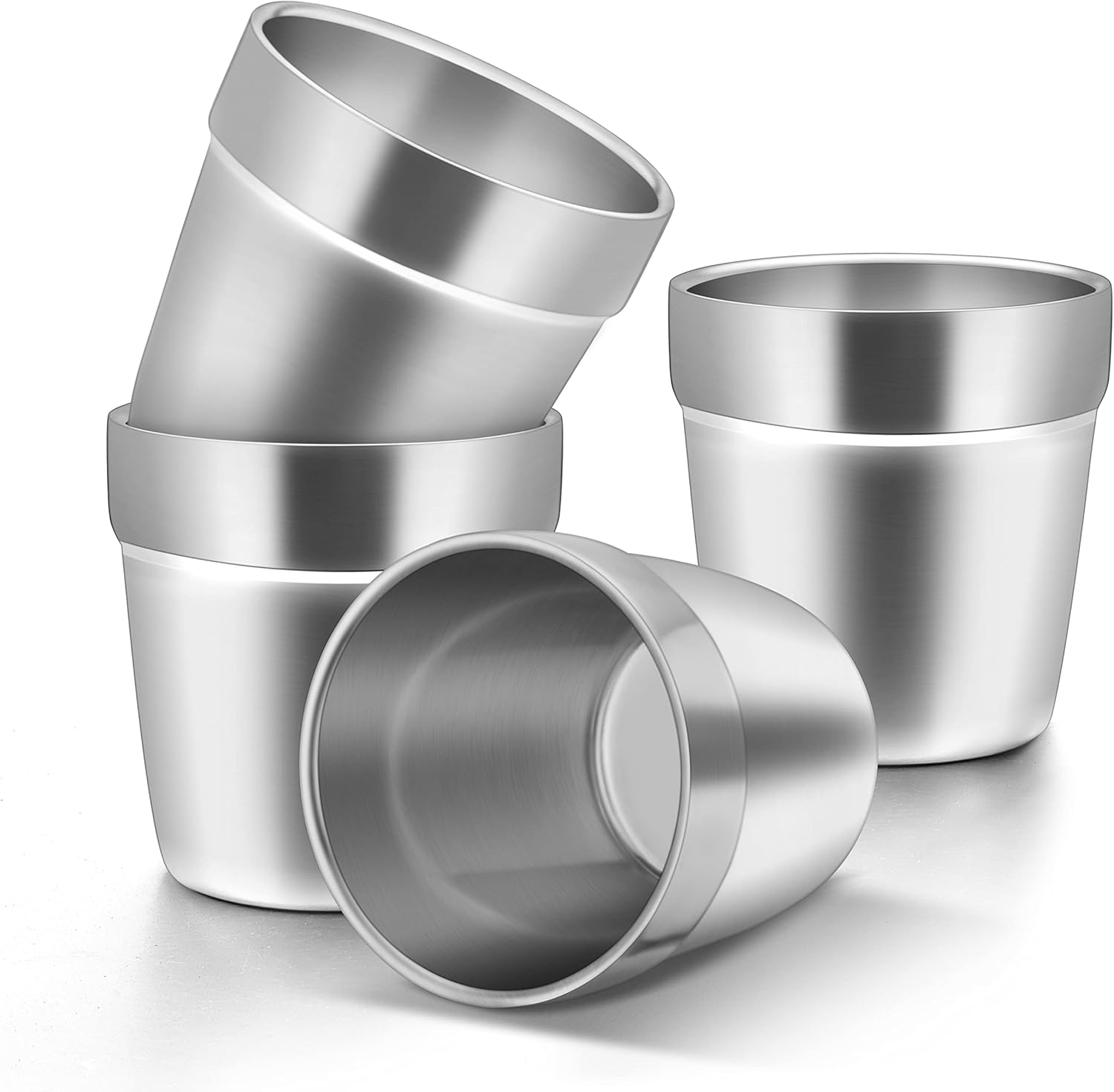 HaWare Metal Cups for Toddlers Kids, 6 Ounce Stainless Steel Double