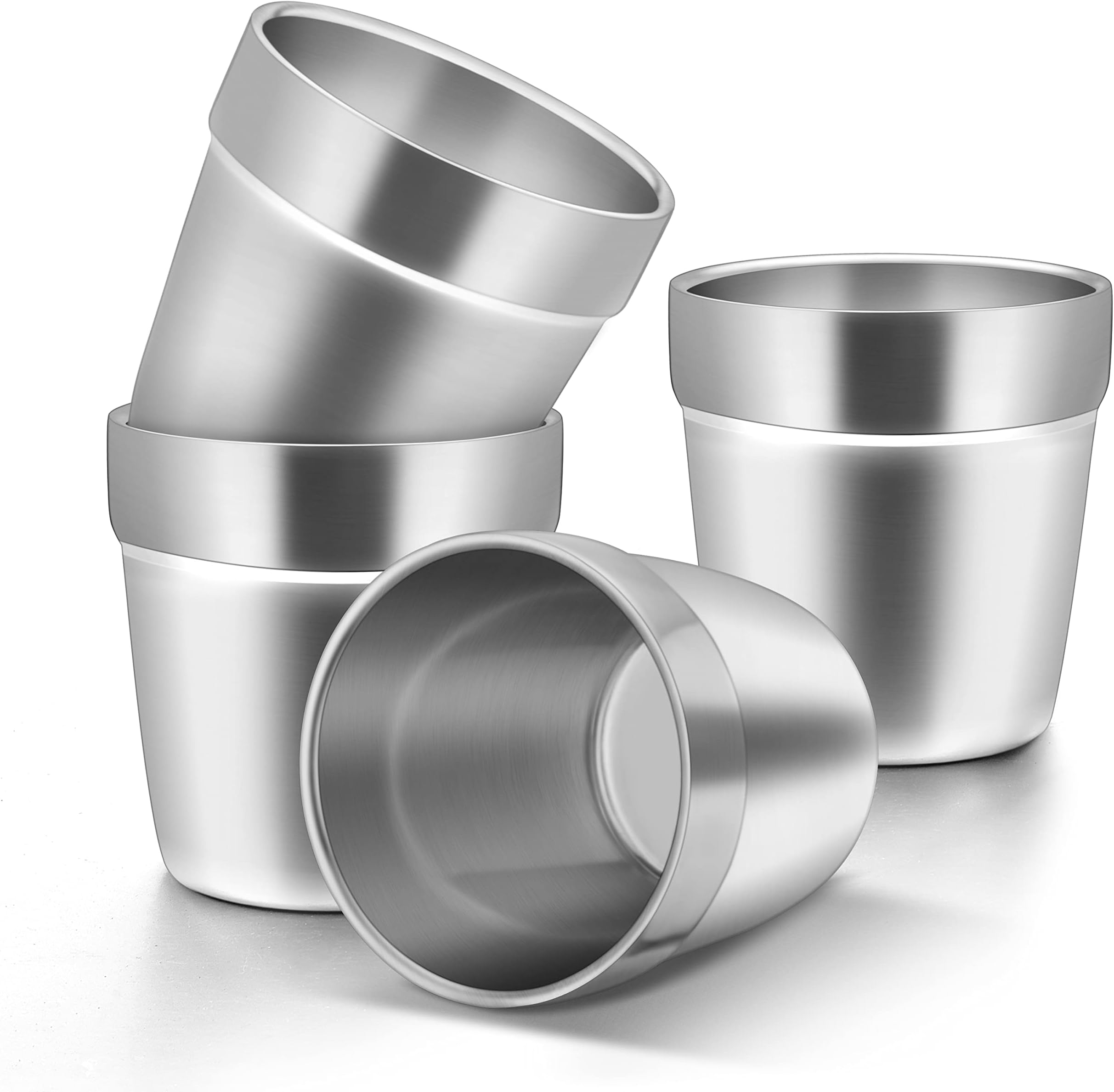 6 Ounce Stainless Steel Insulated Tumblers Cups 4 Packs Silver (Silver, 4)