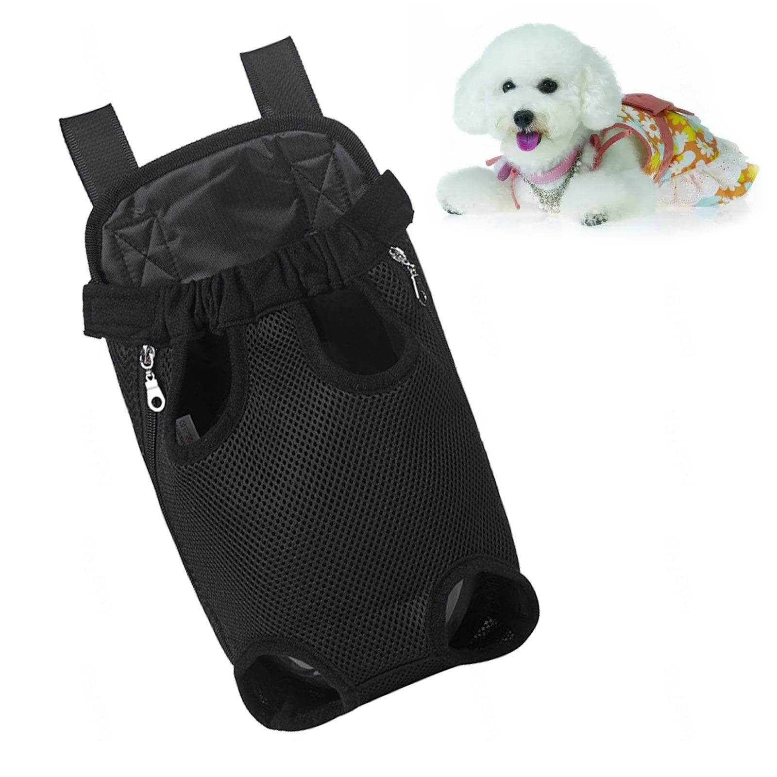 Zaino per Animali Domestici per Cani Gatti, Borsa per Il Trasporto Anteriore per Cani di Taglia Media e Piccola, Borsa per Il Trasporto del Cane sul Petto, Gambe Regolabili Fuori,E-Medium