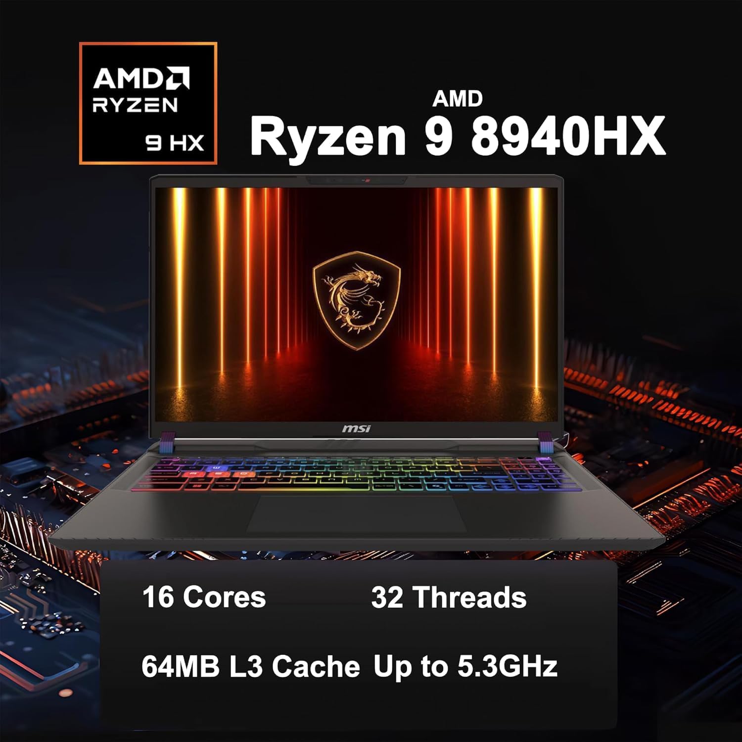 msi Vector 16 HX AI Gaming Laptop, 16" QHD+ IPS 240Hz,AMD Ryzen 9-8940HX Processor, GeForce RTX 5070 Ti, RGB Backlit, w/Mouse pad (Win 11, 16GB RAM | 1TB PCIe SSD)