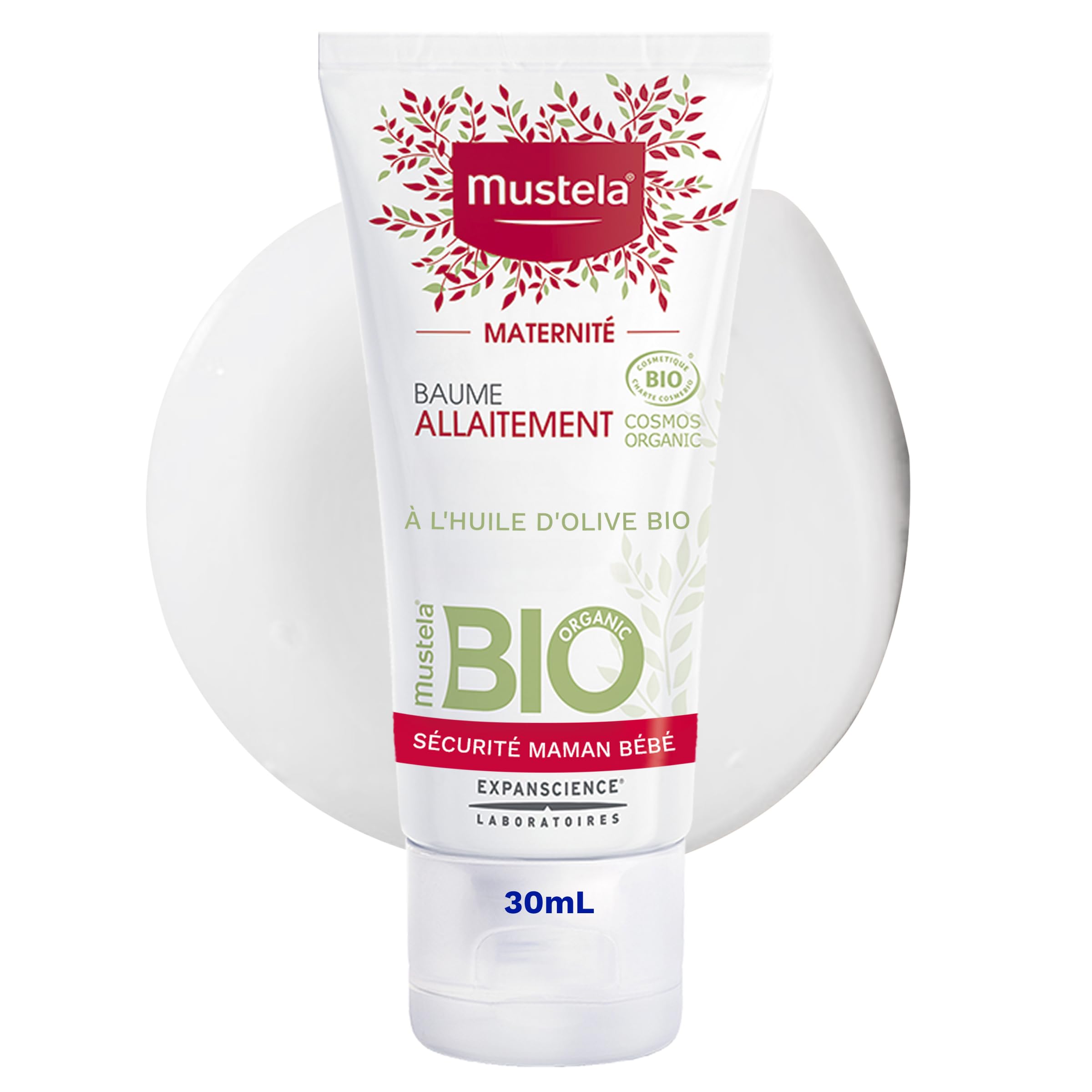Mustela - Baume Allaitement à l'Huile d'Olive Bio - Protège le Mamelon pendant l'Allaitement - Soulage les Inconforts Pendant la Grossesse - 100% d'Ingrédients d'Origine Naturelle, Gamme Maternité Bio