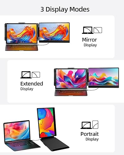 Miniatura 3 de Extensor de pantalla para laptop, 14 pulgadas, FHD 1080P IPS, extensor de monitor dual para laptop, monitor de viaje portátil Plug n Play para