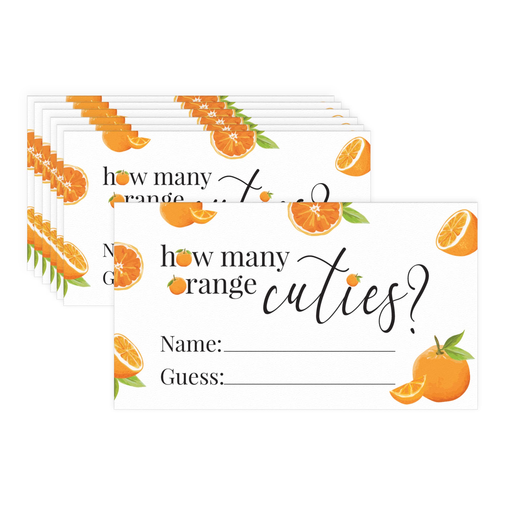 DISTINCTIVS Orange Little Cutie Baby Shower Games, How Many Cuties in The Jar (30 Extra Guessing Cards)