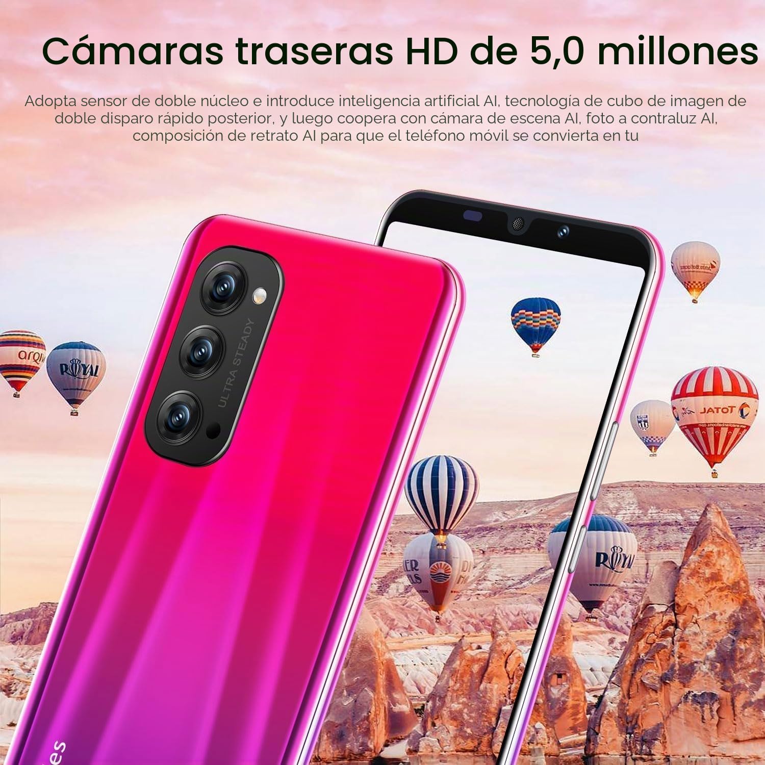 5.0 Pulgadas Teléfono Inteligente Barato, 16GB ROM (Expansible hasta 128GB), Android 9.0, Teléfono Dual SIM 3G, Compatible con Reconocimiento Facial (Blue)