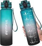 GEMFUL 32oz Bouteille d'eau de sport avec échelle Tritan Sport Jug (Vert/Noir) BPA Gratuit, grande capacité