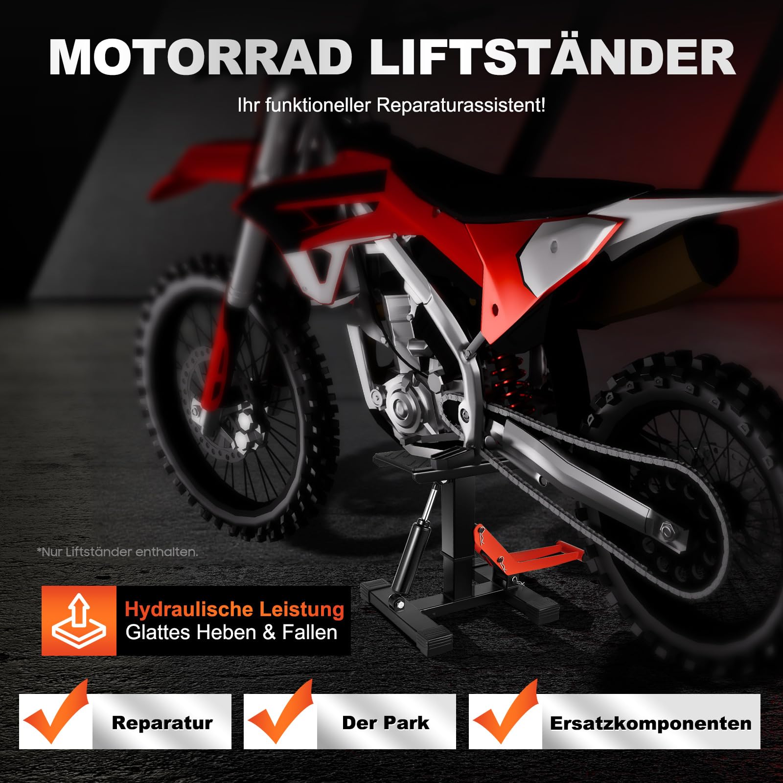 Hydraulischer Motorrad Ständer Universal Motorrad Hebebühne Motorradständer Motorradheber Motocross Hubständer Klapp Hebebühne für Reparatur Motocross
