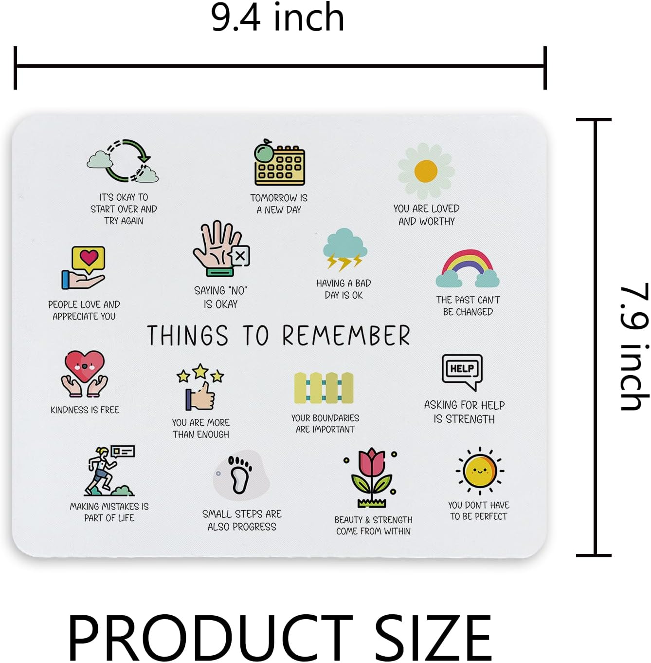 TNUW Mental Health Awareness Daily Reminder Inspirational Quotes Mouse Pad 9.4 X 7.9 Inch, Motivational Non-Slip Rubber Mat Mousepad for Desk Decor, Office Supplies Gift for Computer Laptop Women Men - Image 7