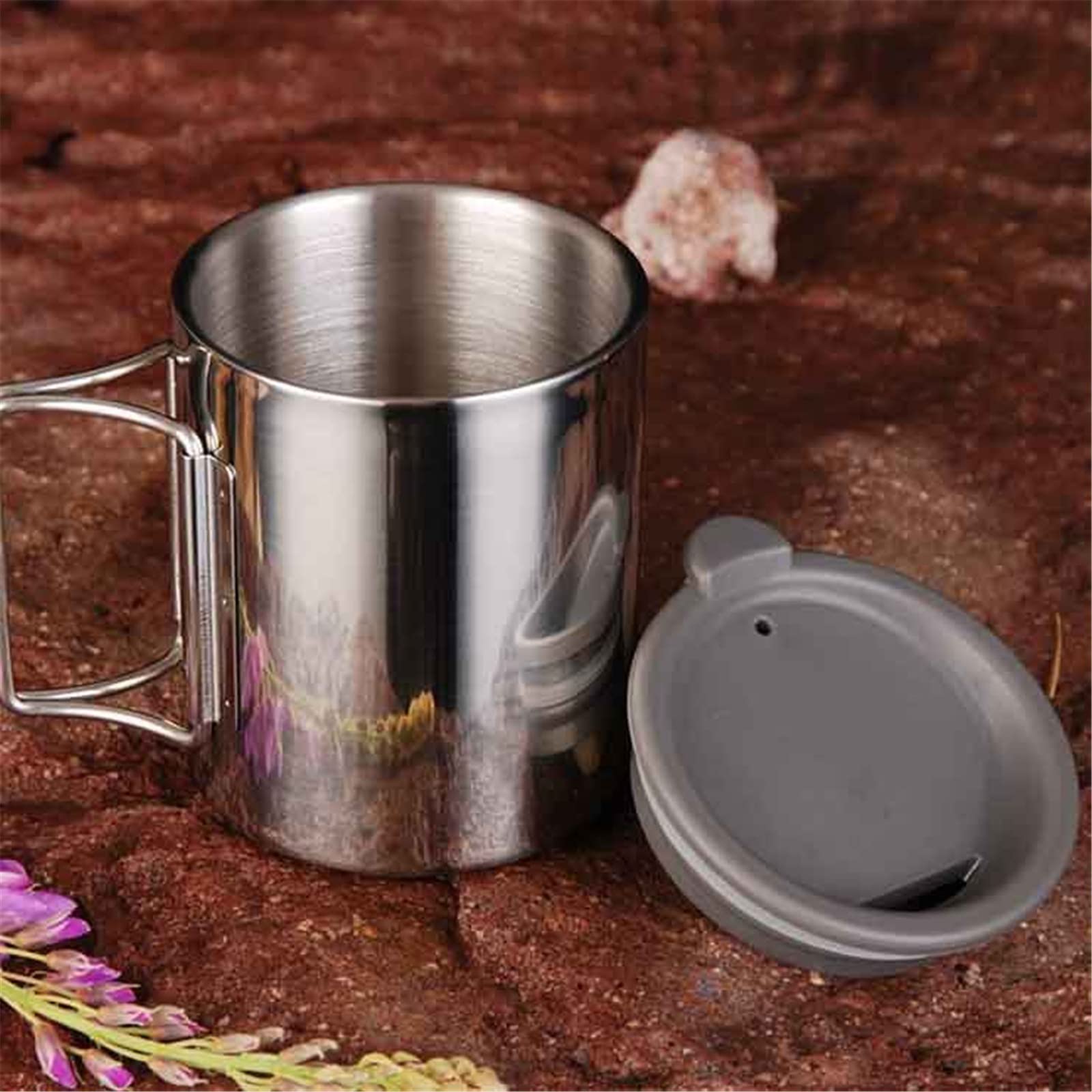 MRKU Titan Tasse Topf Mit Deckel Ultraleicht Faltbare Griff Camping Tee Kaffee Wasser Becher Im Freien