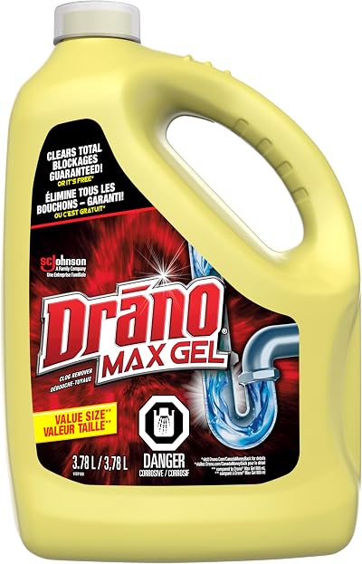 Max Gel Drain Clog Remover and Cleaner, Unclogs and Removes Hair, Soap Scum, Blockages and More from Showers and Sinks, 3.8L