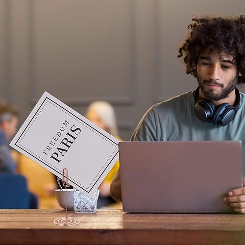 Miniatura 2 de Veemoon Memo Wood Stands Cute Place Card Note Reserved Supplies Holders Birthday with Table Signs Fixed Home Rose Menu Styles Random Cat Name Office