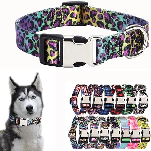 Miniatura 10 de Collar de perro con bonito patrón, hebilla de metal medio, cinta suave y duradera, collares ajustables para perros de raza XS, pequeña, mediana y